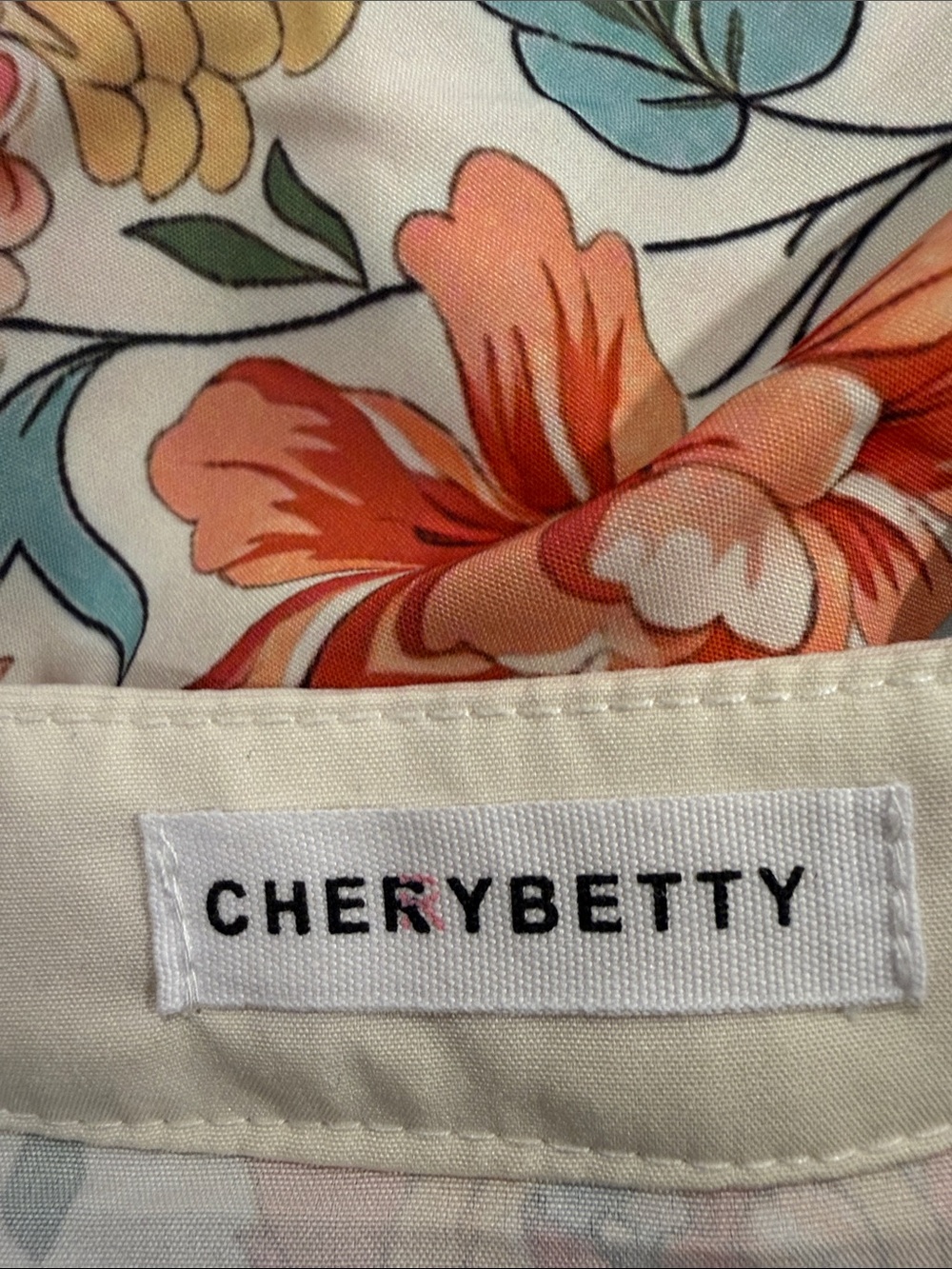 Cherry Betty Cottagecore Boho Floral Popover Top with Mandarin Collar Size S - Picture 6 of 11